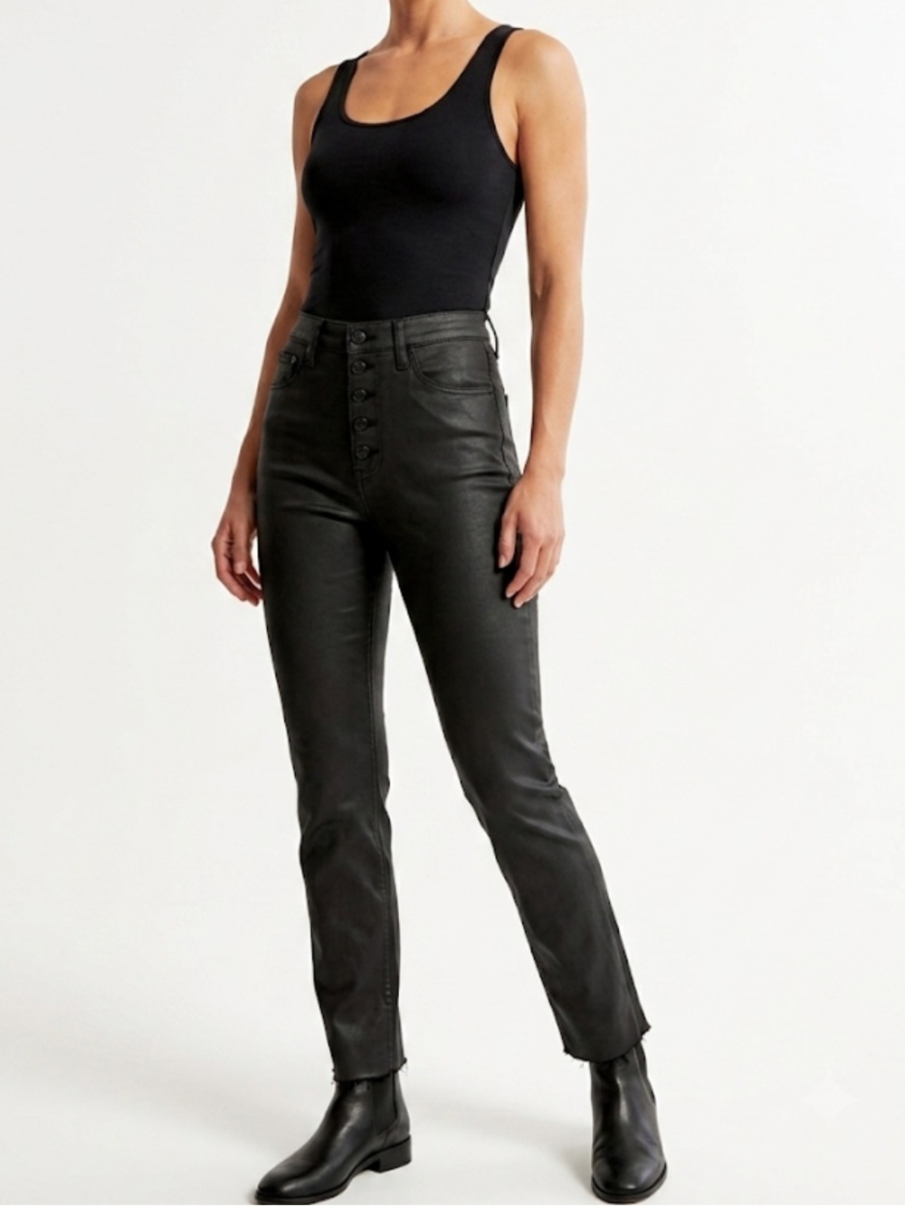 ABERCROMBIE & FITCH The Ankle Straight Ultra High Rise Pants Black Size 32
